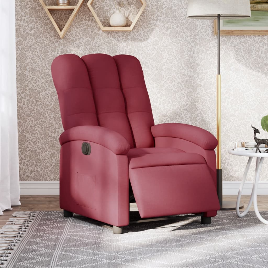 Fauteuil Verstelbaar Elektrisch Stof Wijnrood