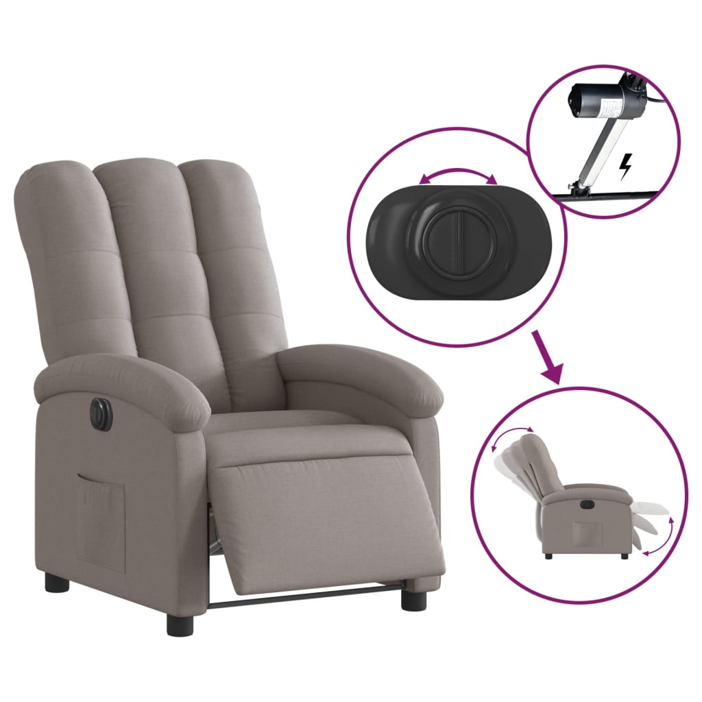 Fauteuil Verstelbaar Elektrisch Stof Taupe