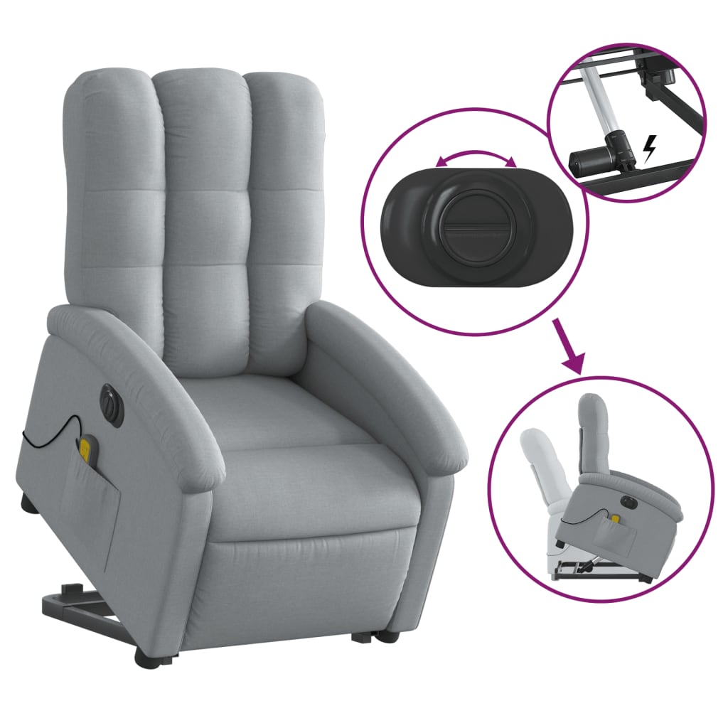 Sta-Op-Massagestoel Stof Lichtgrijs