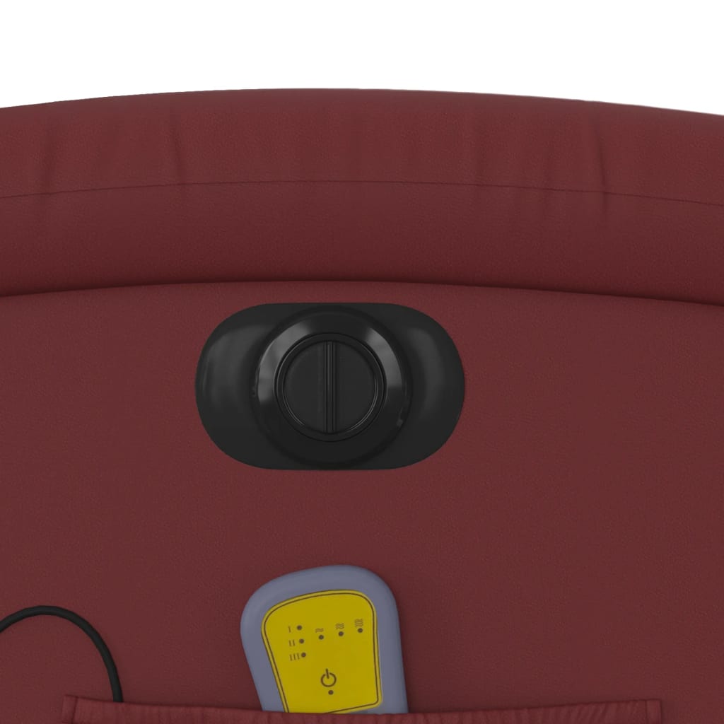 Massagestoel Verstelbaar Elektrisch Kunstleer Wijnrood