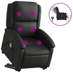 Sta-Op-Massagestoel Elektrisch Echt Leer Zwart