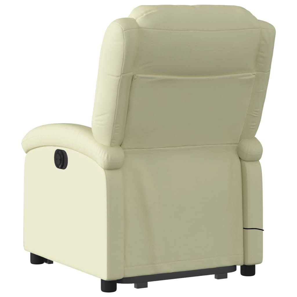 Sta-Op-Massagestoel Elektrisch Echt Leer Kleurig Crème