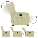 Sta-Op-Massagestoel Elektrisch Echt Leer Kleurig Crème