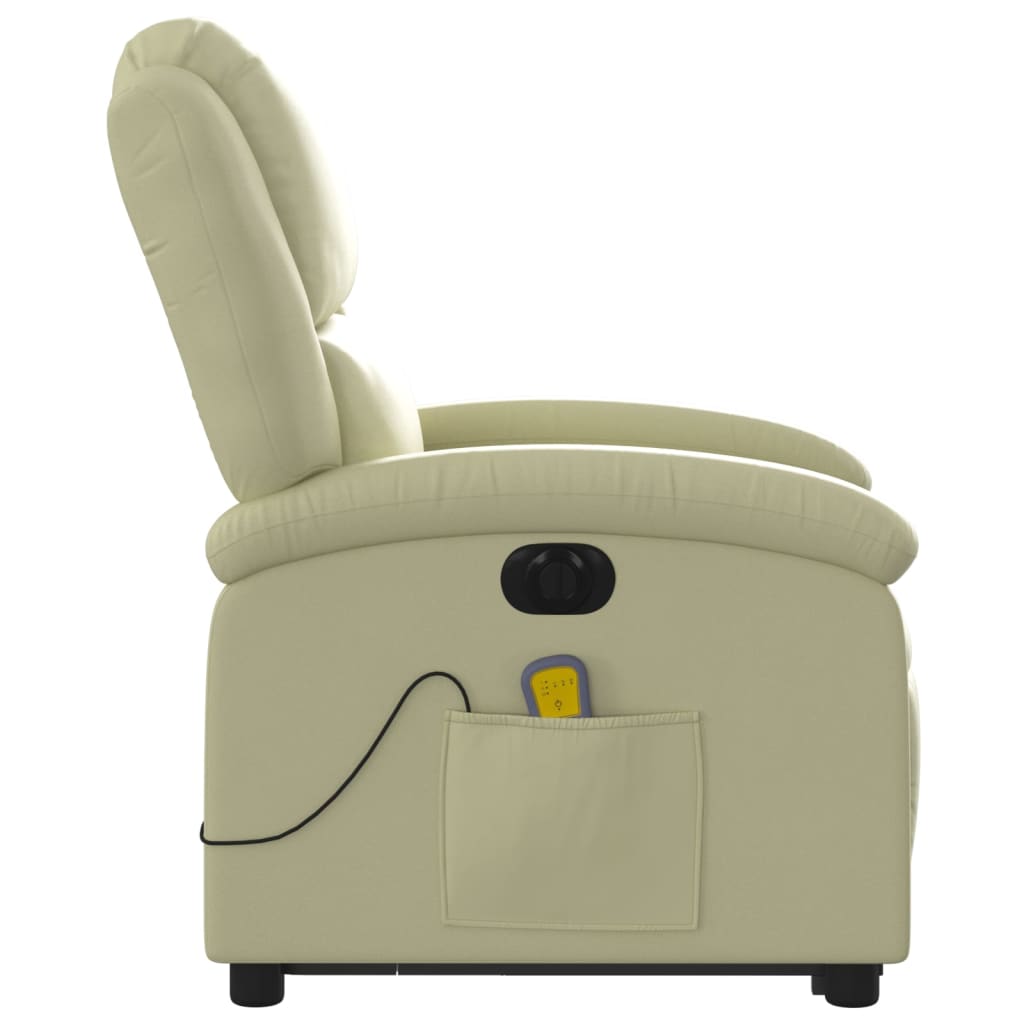 Sta-Op-Massagestoel Elektrisch Echt Leer Kleurig Crème