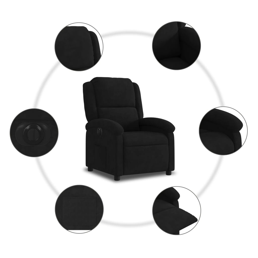 Fauteuil Verstelbaar Elektrisch Stof Zwart