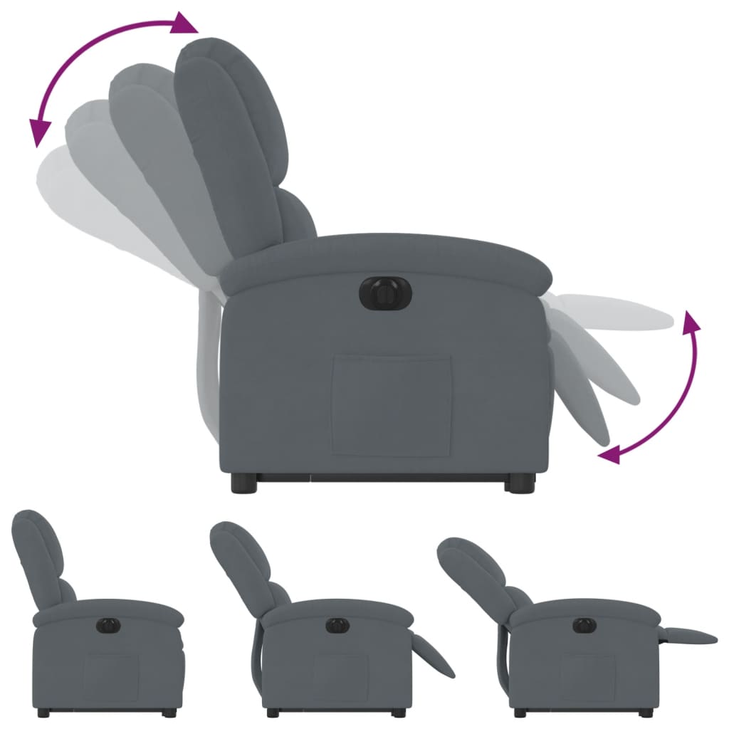 Sta-Op-Stoel Fluweel Donkergrijs