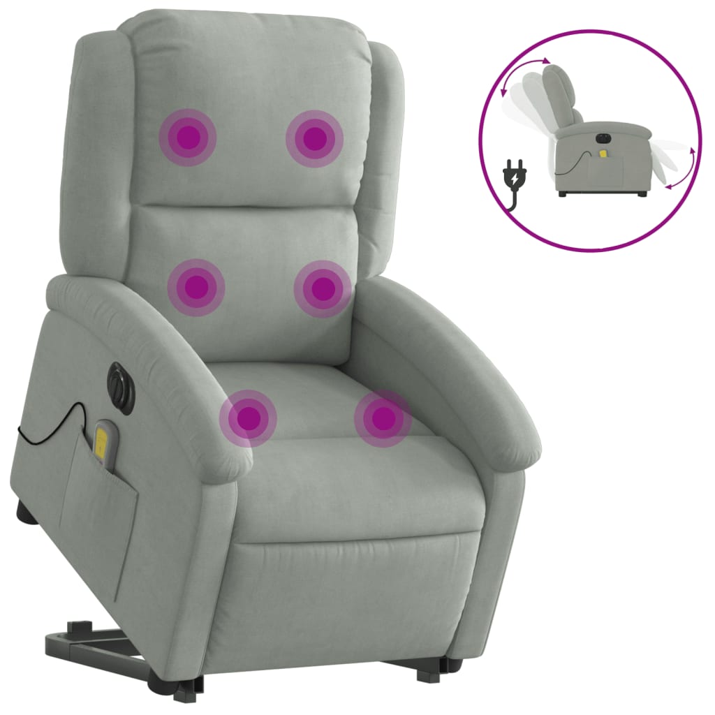 Sta-Op-Massagestoel Fluweel Lichtgrijs