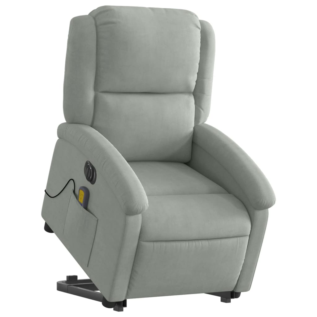 Sta-Op-Massagestoel Fluweel Lichtgrijs