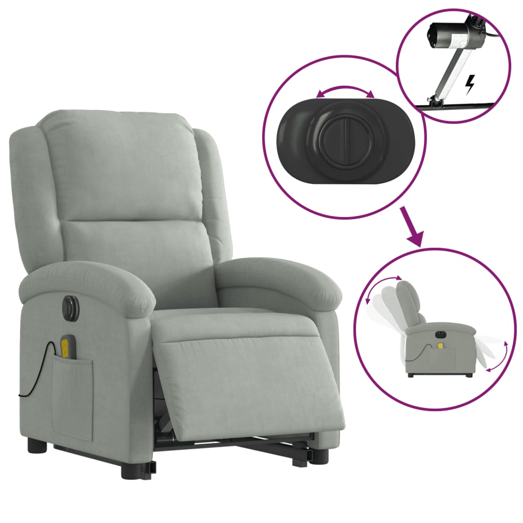 Sta-Op-Massagestoel Fluweel Lichtgrijs