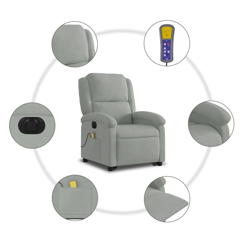 Sta-Op-Massagestoel Fluweel Lichtgrijs