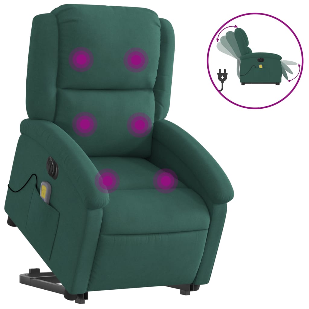 Sta-Op-Massagestoel Fluweel Donkergroen