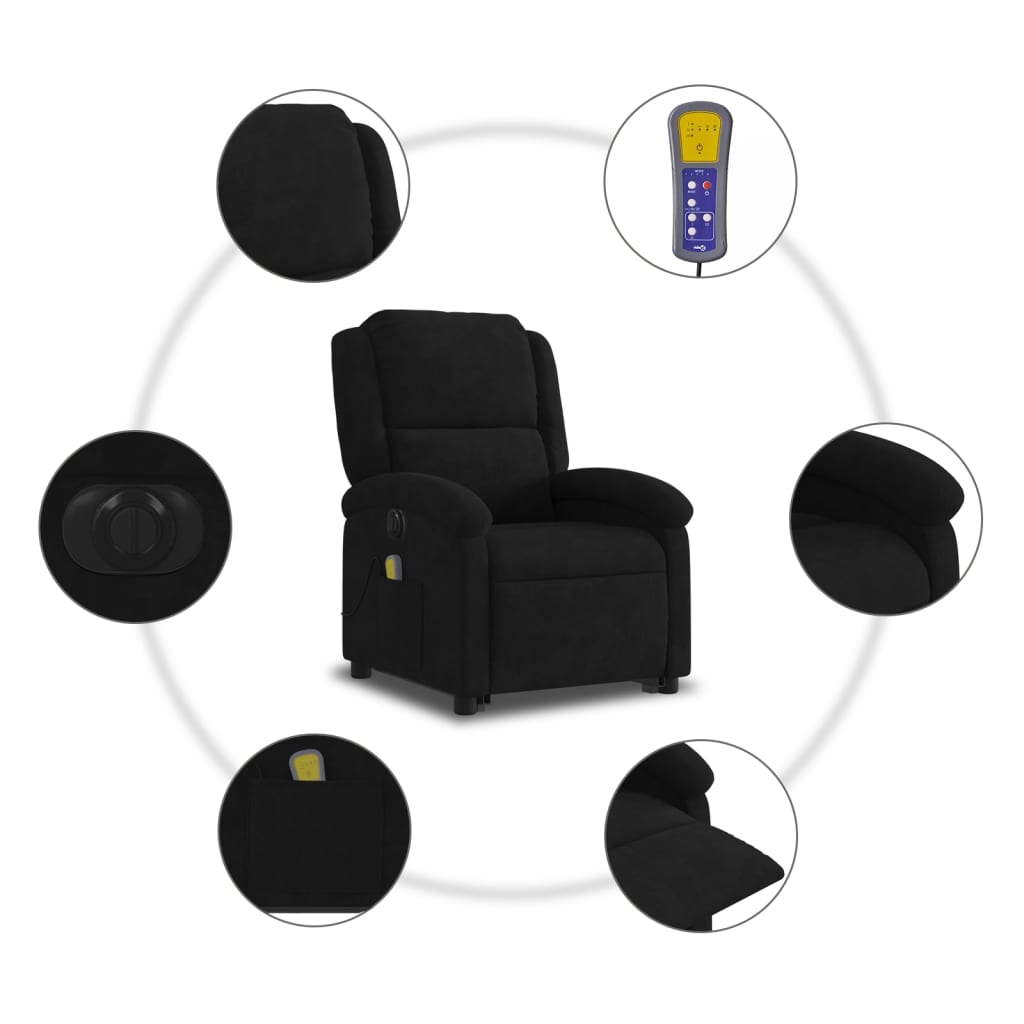 Sta-Op-Massagestoel Fluweel Zwart