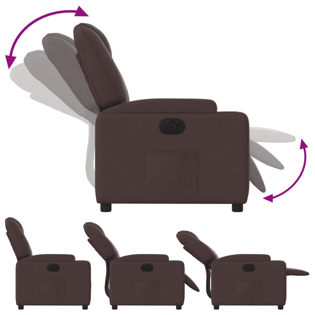 Fauteuil Verstelbaar Elektrisch Stof Donkerbruin