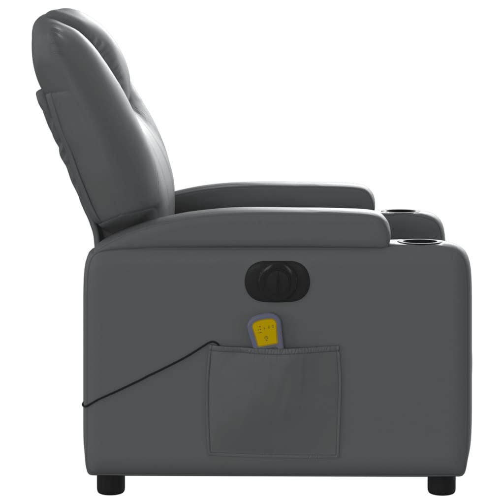 Massagestoel Verstelbaar Elektrisch Kunstleer Grijs
