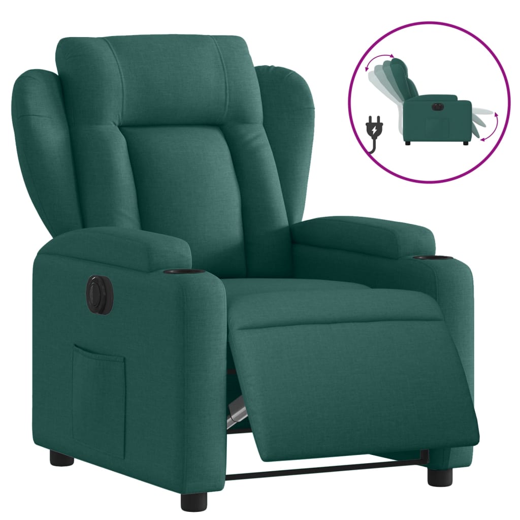 Fauteuil Verstelbaar Elektrisch Stof Donkergroen