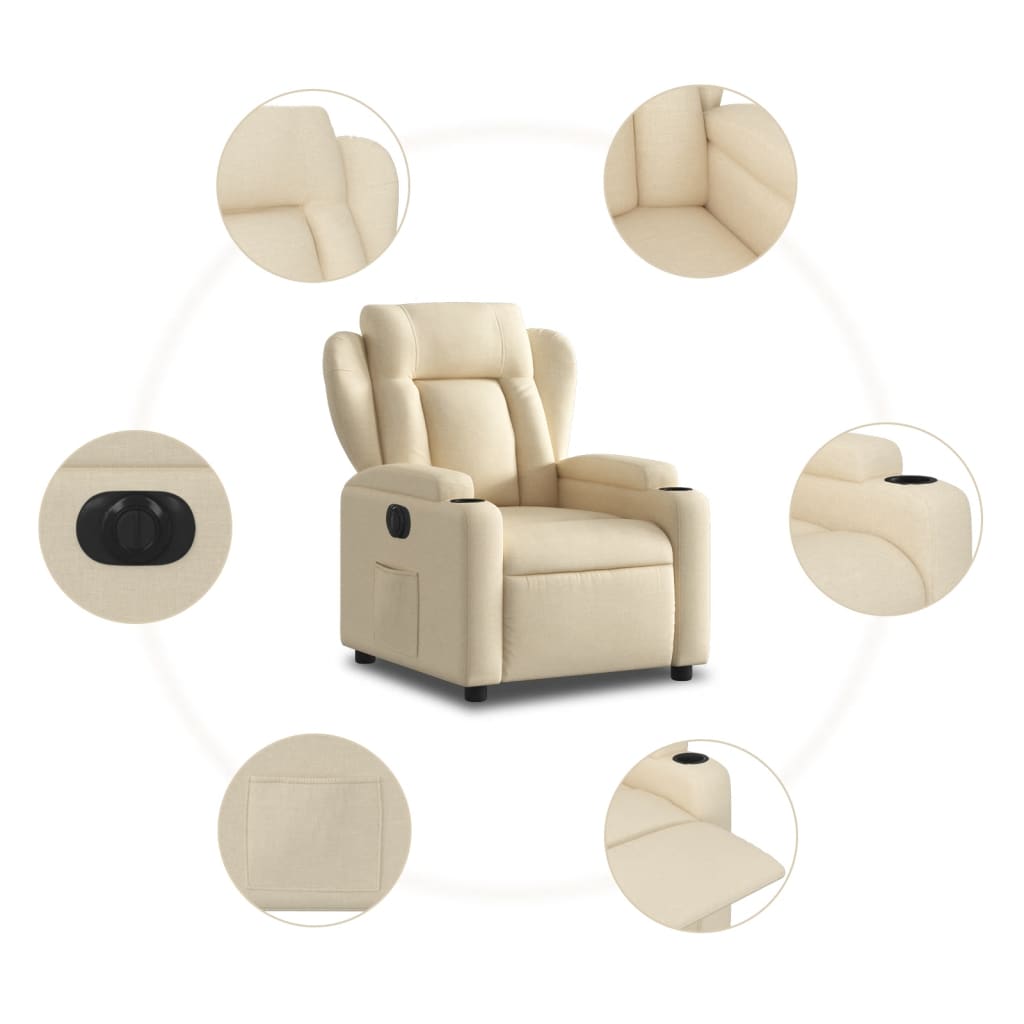 Fauteuil Verstelbaar Elektrisch Stof Kleurig Crème