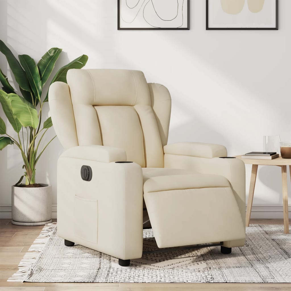 Fauteuil Verstelbaar Elektrisch Stof Kleurig Crème