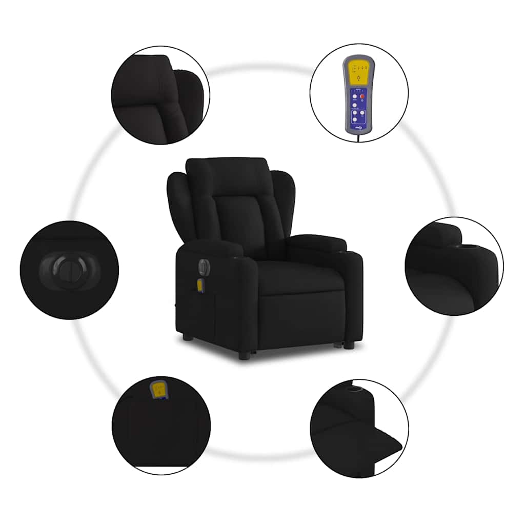 Sta-Op-Massagestoel Stof Zwart