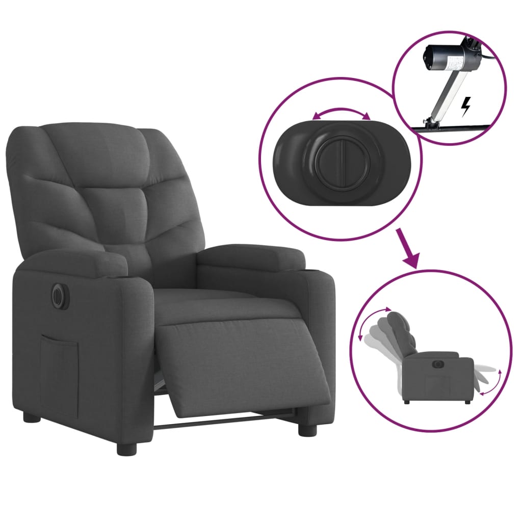 Fauteuil Verstelbaar Elektrisch Stof Zwart