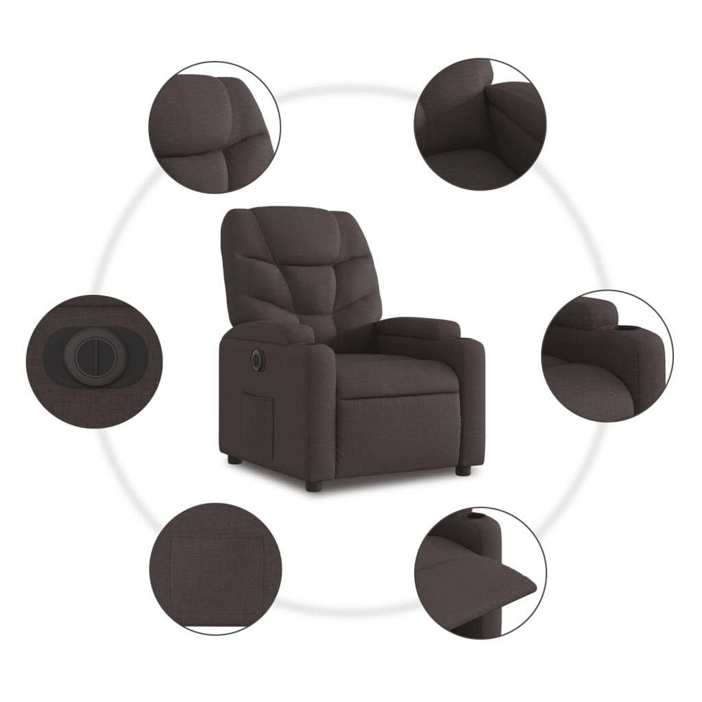 Fauteuil Verstelbaar Elektrisch Stof Donkerbruin