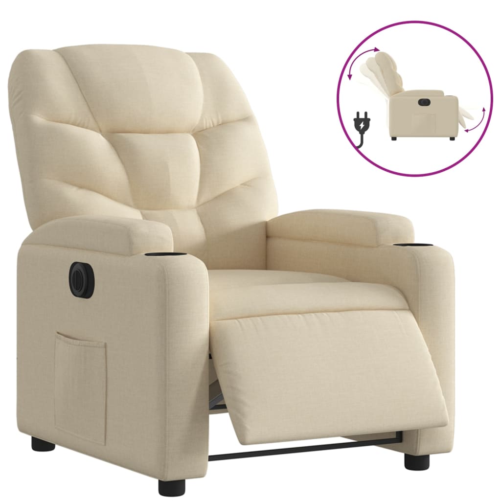 Fauteuil Verstelbaar Elektrisch Stof Kleurig Crème