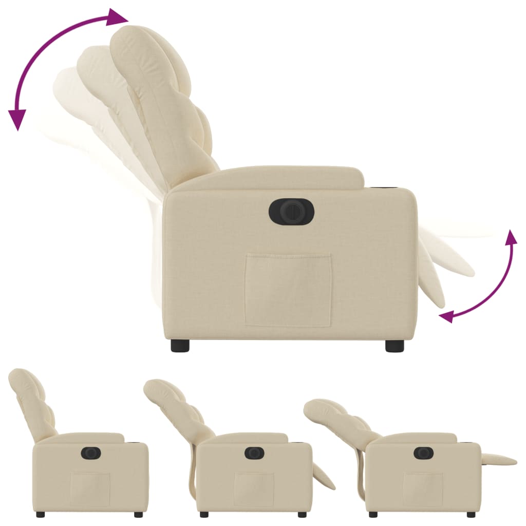 Fauteuil Verstelbaar Elektrisch Stof Kleurig Crème