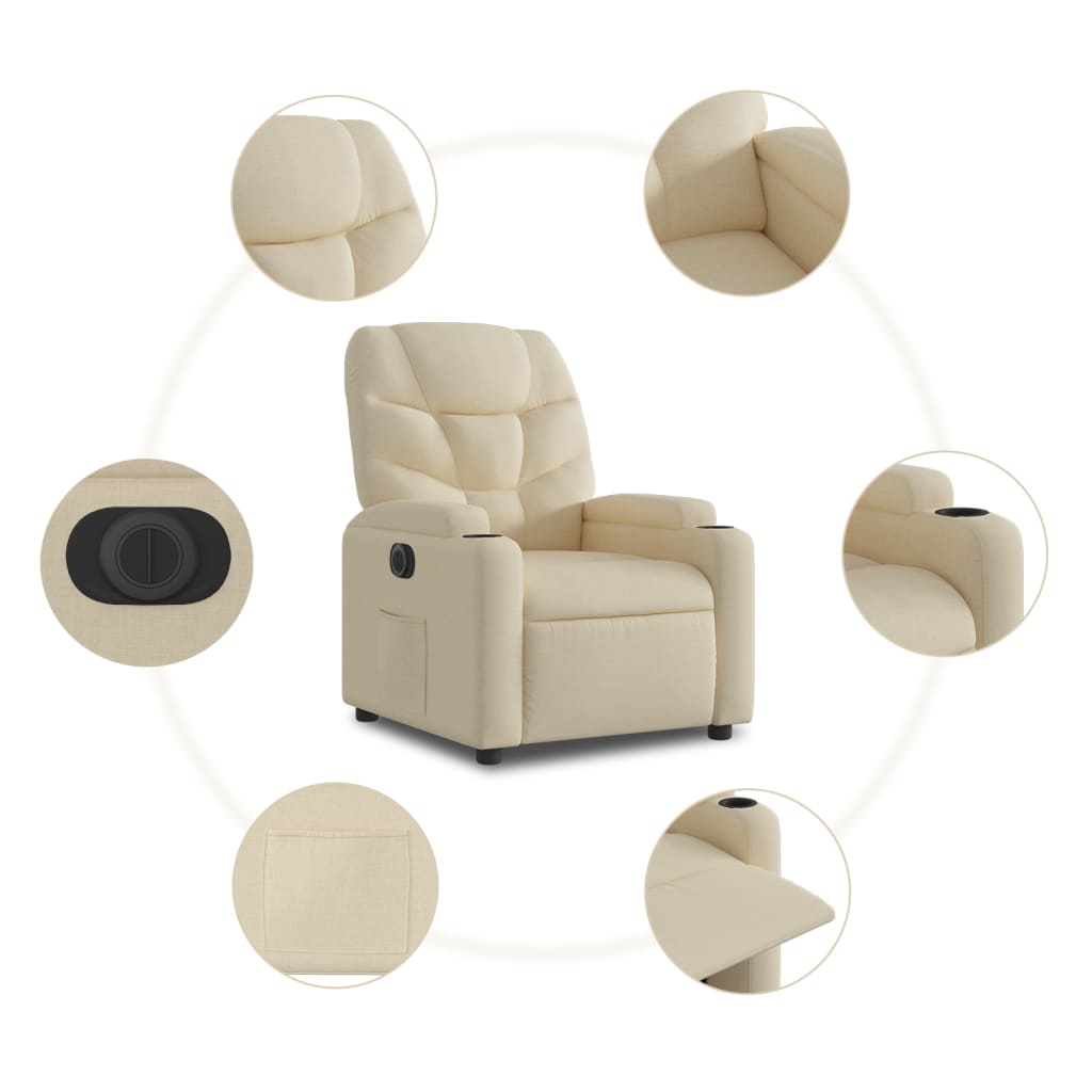 Fauteuil Verstelbaar Elektrisch Stof Kleurig Crème