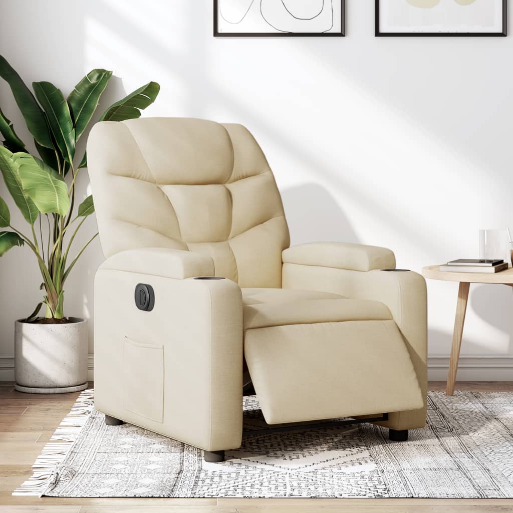 Fauteuil Verstelbaar Elektrisch Stof Kleurig Crème