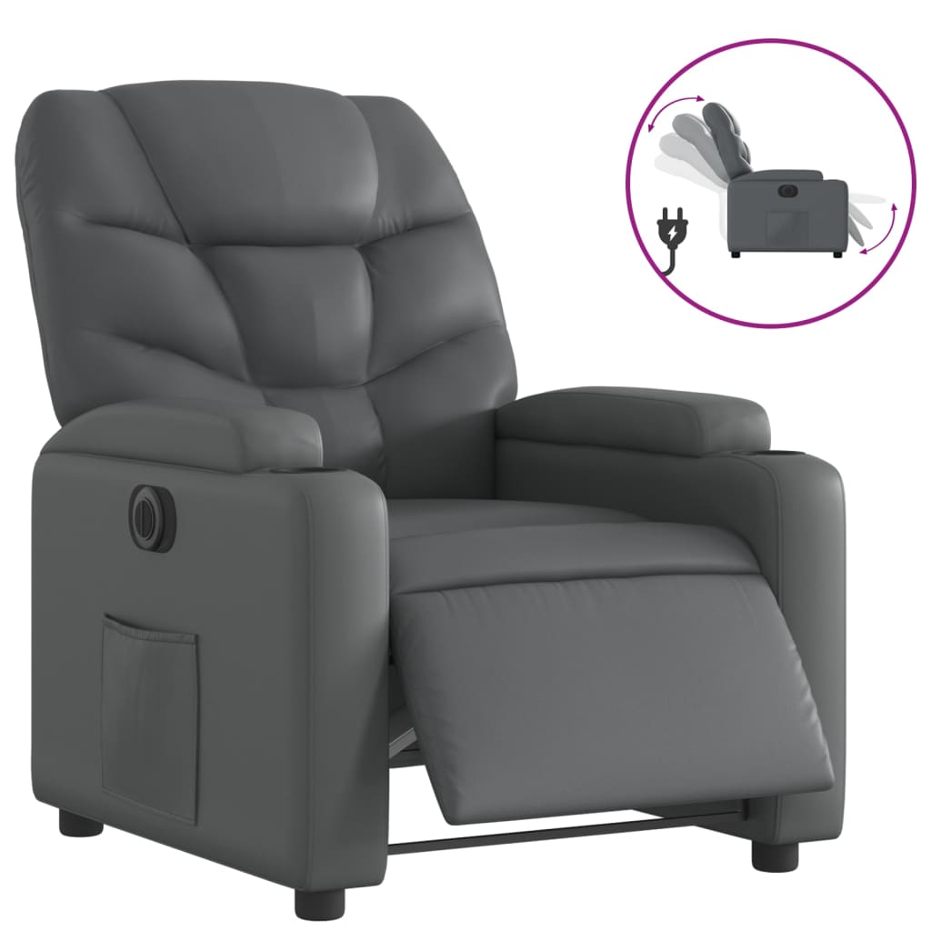Fauteuil Verstelbaar Elektrisch Kunstleer Grijs