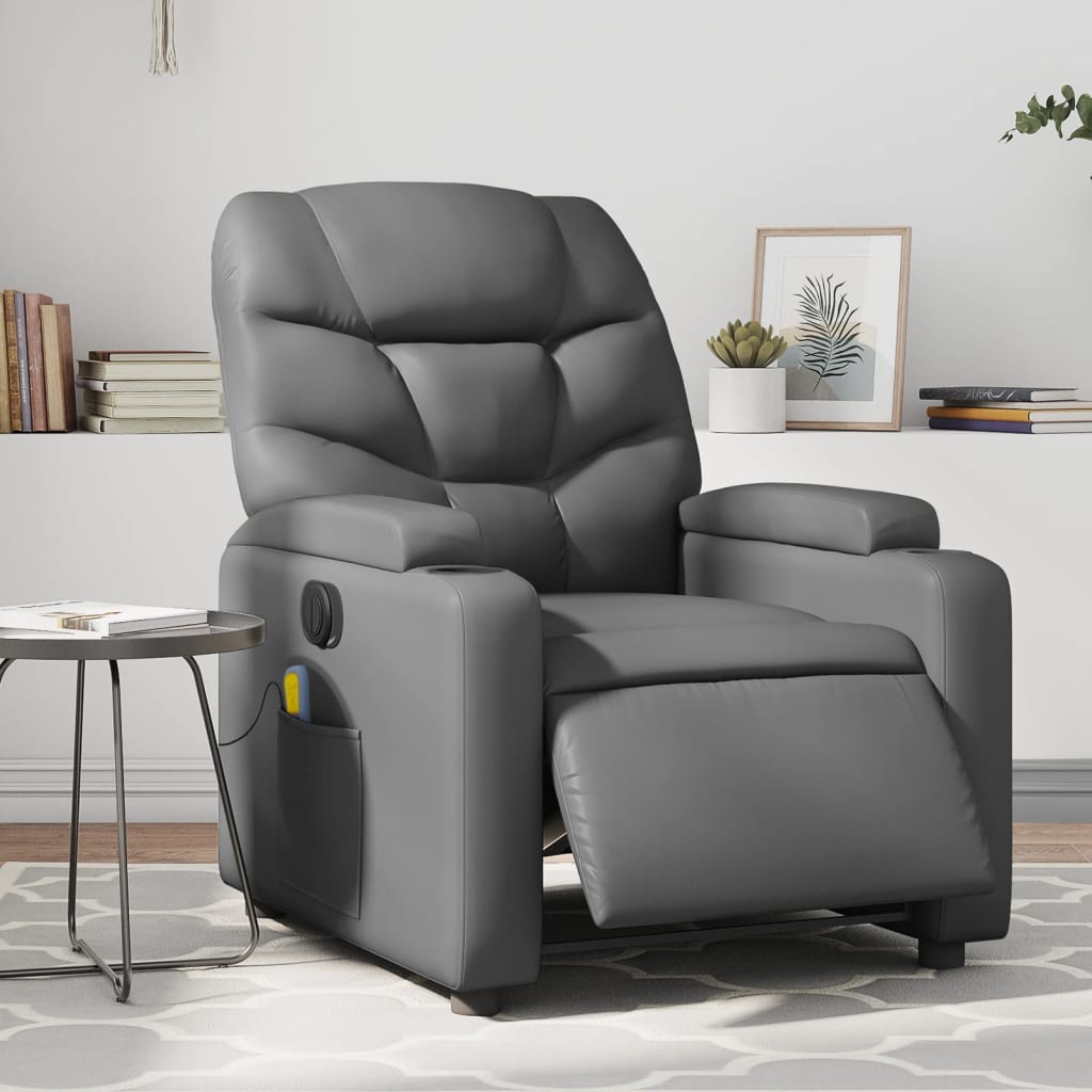 Fauteuil Verstelbaar Elektrisch Kunstleer Grijs