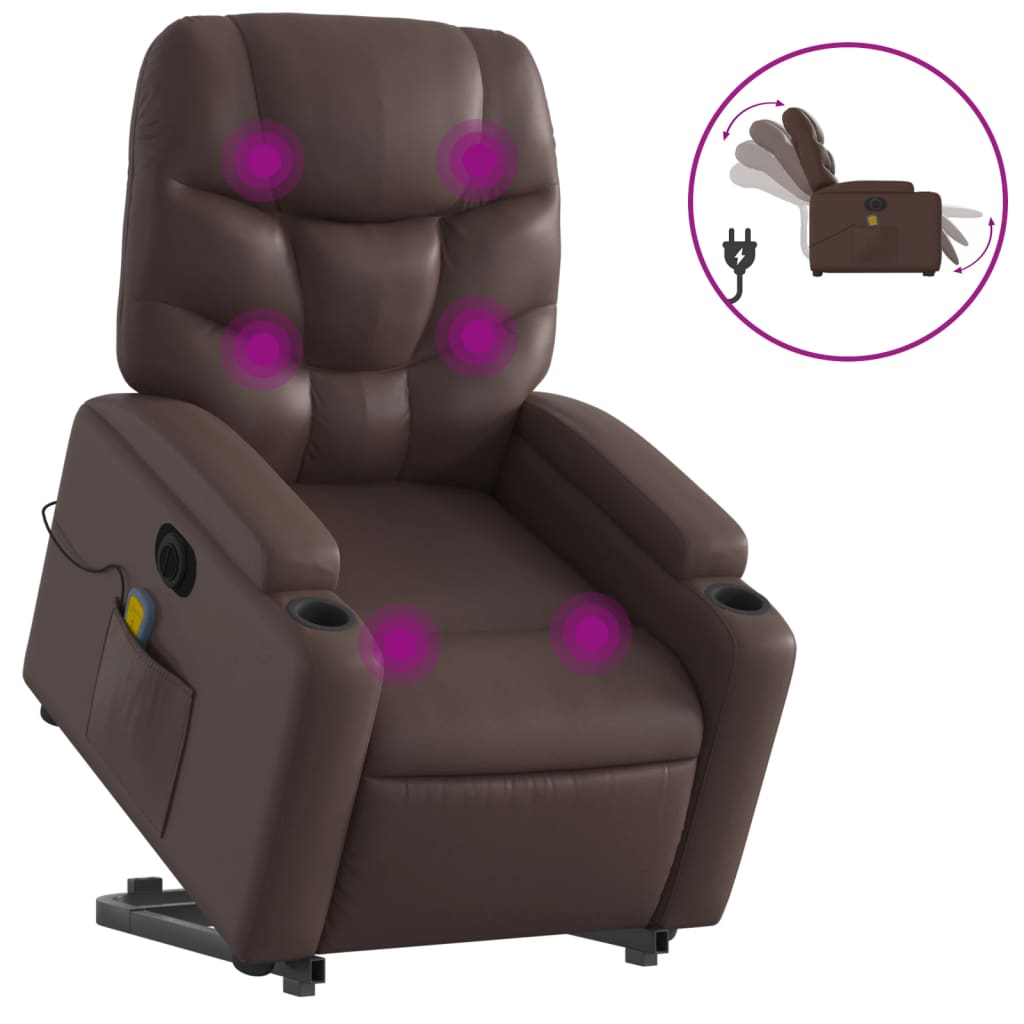 Sta-Op-Massagestoel Elektrisch Kunstleer Bruin