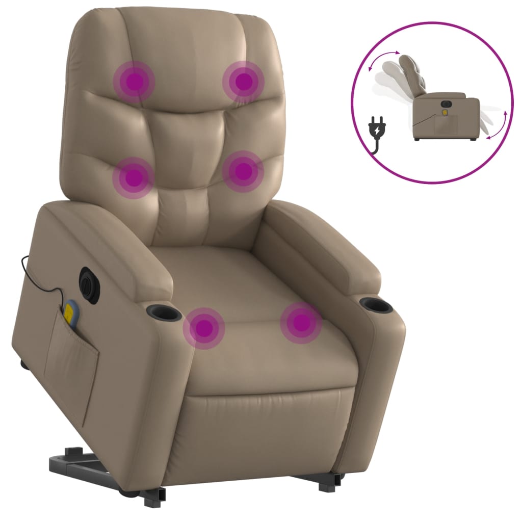 Sta-Op-Massagestoel Elektrisch Kunstleer Kleurig Cappuccino