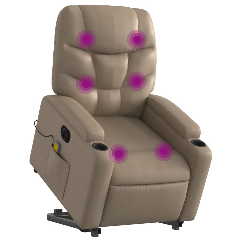 Sta-Op-Massagestoel Elektrisch Kunstleer Kleurig Cappuccino