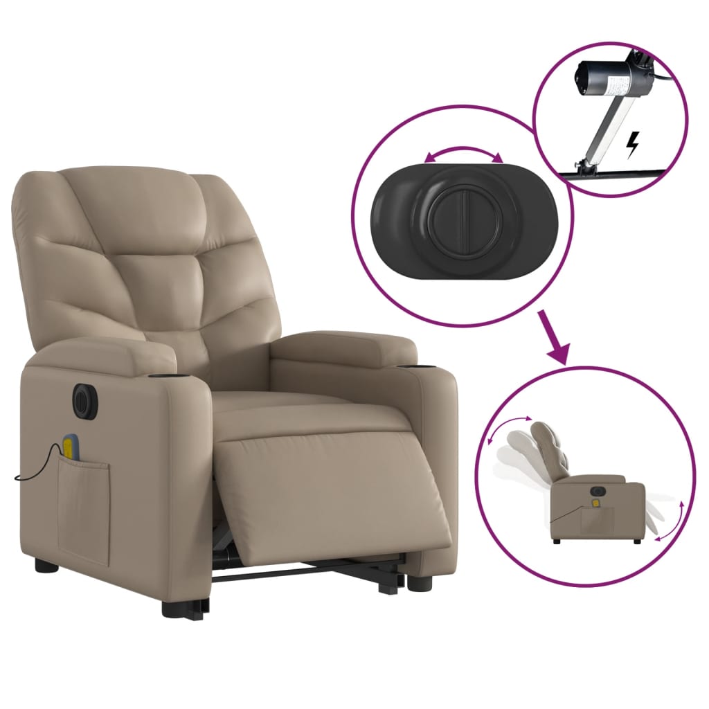 Sta-Op-Massagestoel Elektrisch Kunstleer Kleurig Cappuccino