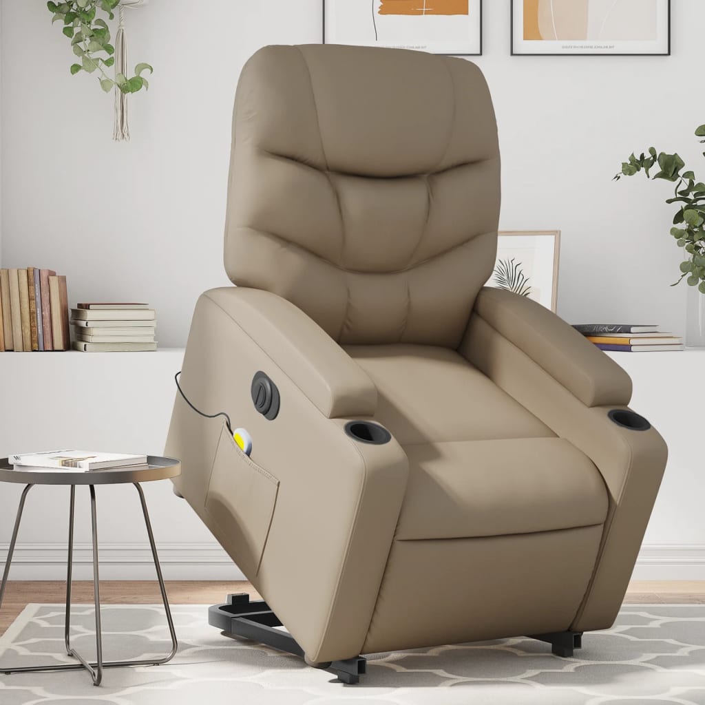 Sta-Op-Massagestoel Elektrisch Kunstleer Kleurig Cappuccino