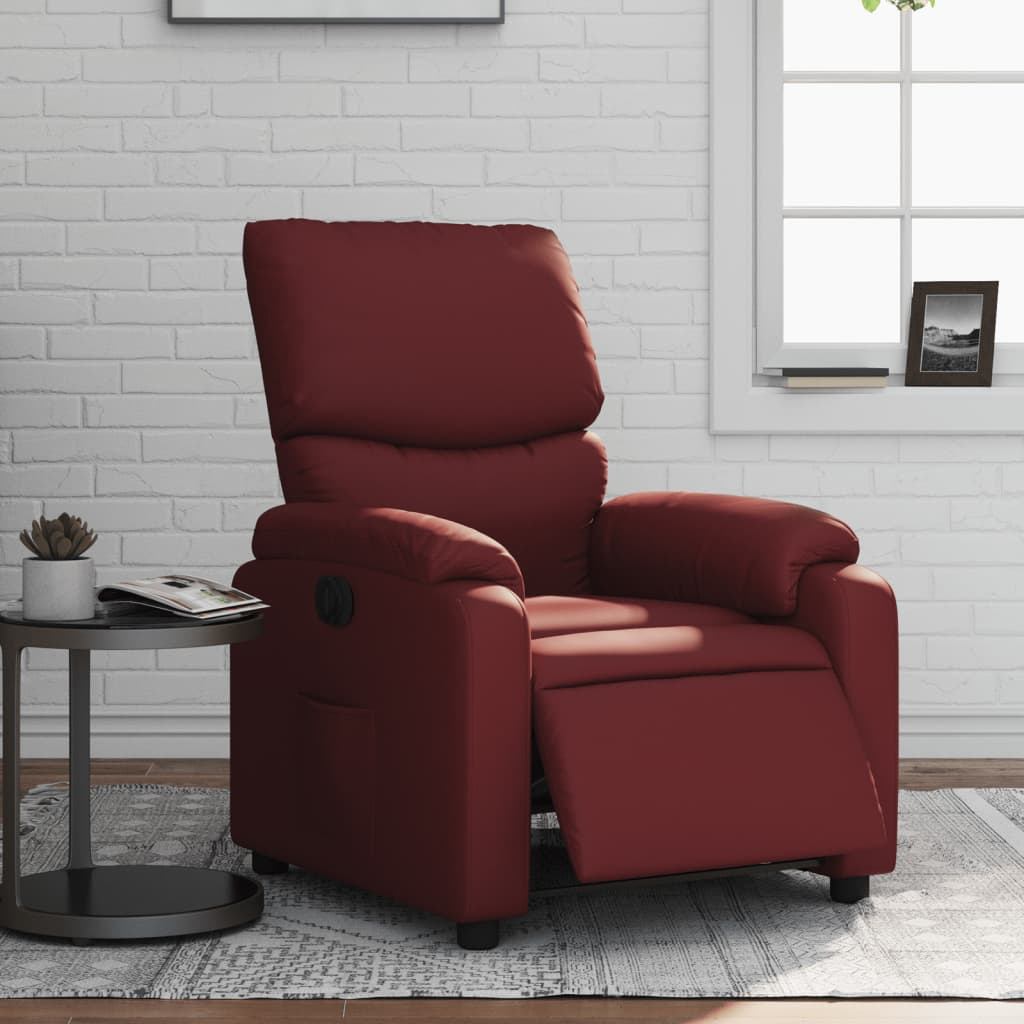 Fauteuil Verstelbaar Elektrisch Kunstleer Wijnrood
