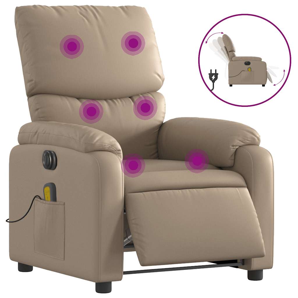Massagestoel Verstelbaar Elektrisch Kunstleer Kleurig Cappuccino