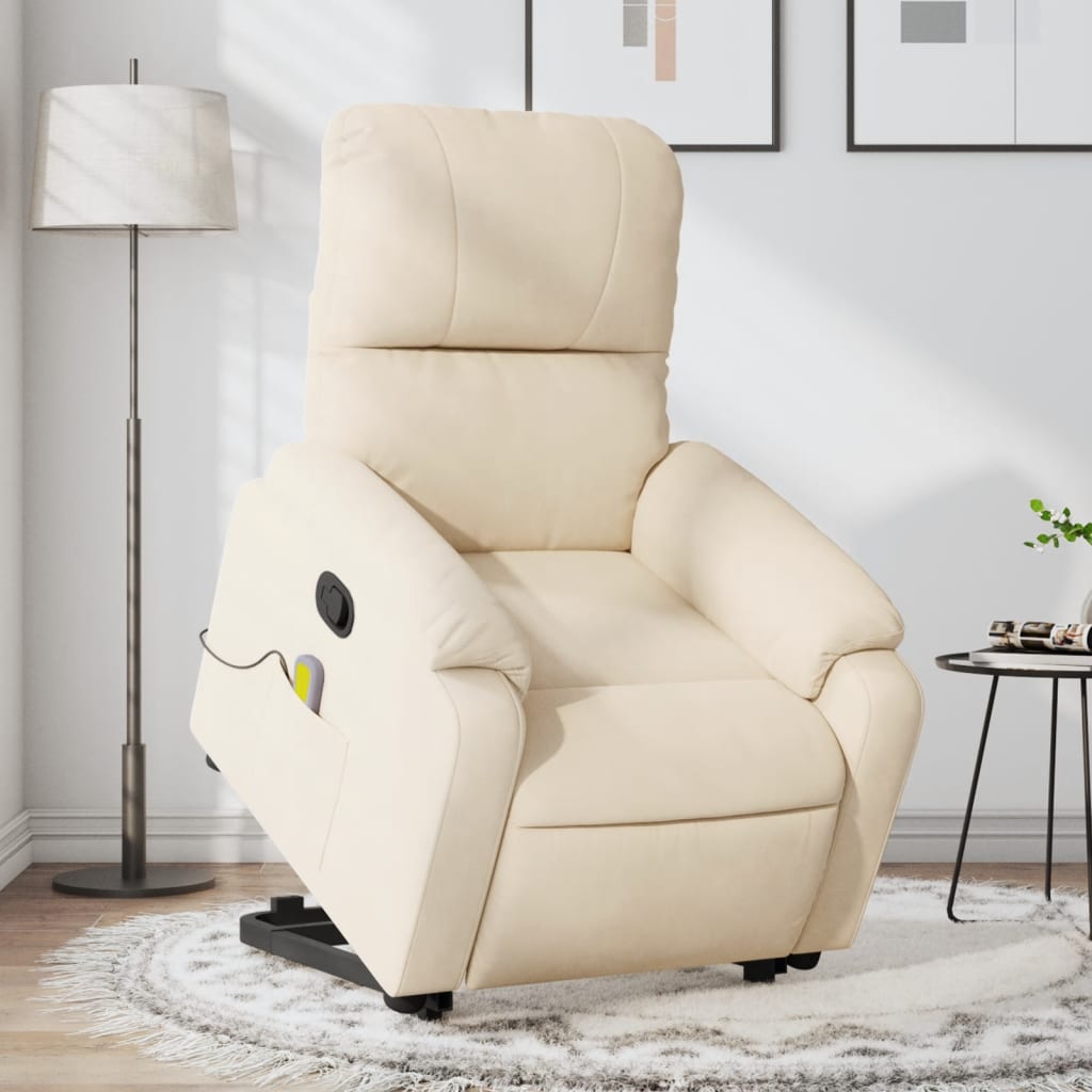 Sta-Op-Massagestoel Verstelbaar Microvezelstof Beige