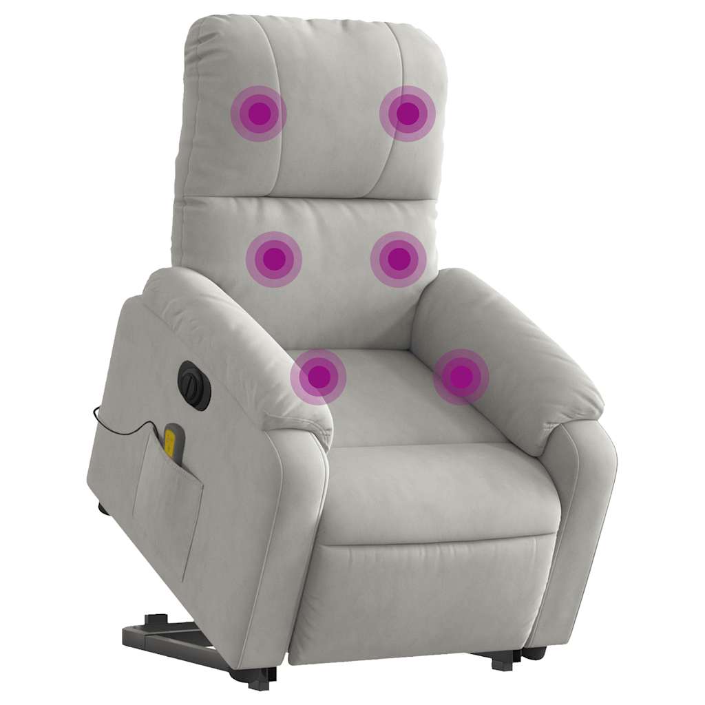 Sta-Op-Massagestoel Elektrisch Microvezelstof Lichtgrijs
