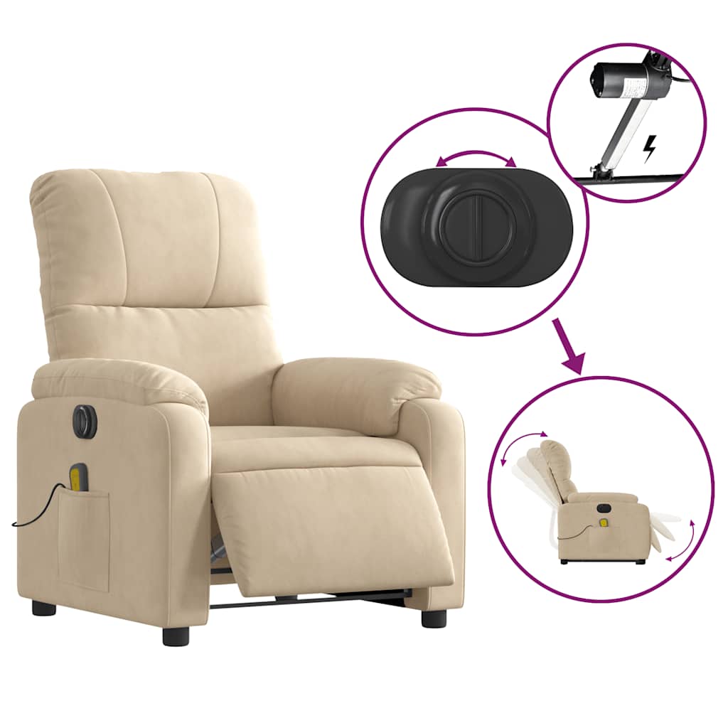 Sta-Op-Massagestoel Elektrisch Microvezelstof Kleurig Crème
