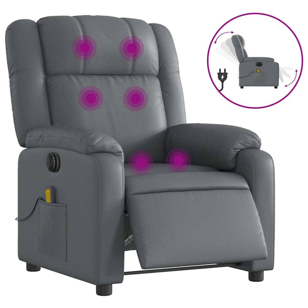 Massagestoel Verstelbaar Elektrisch Kunstleer Grijs