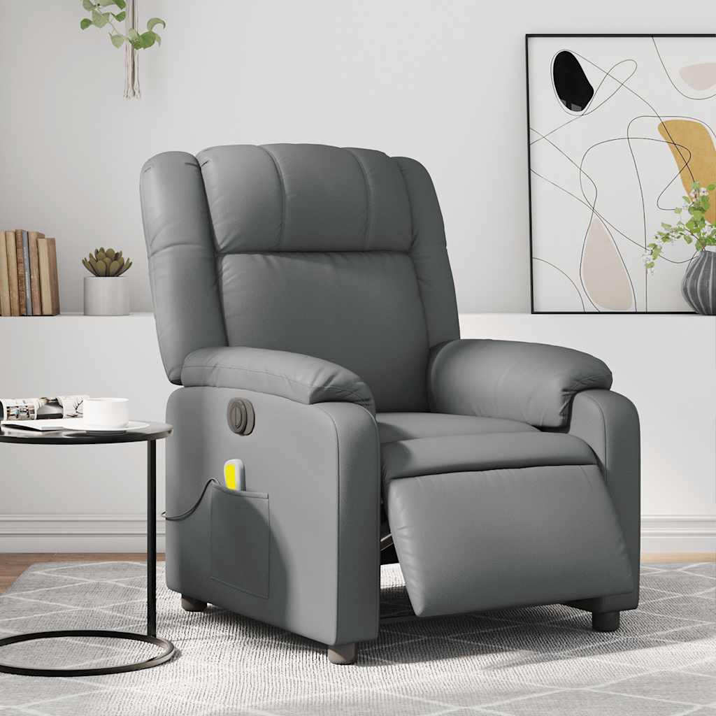 Massagestoel Verstelbaar Elektrisch Kunstleer Grijs
