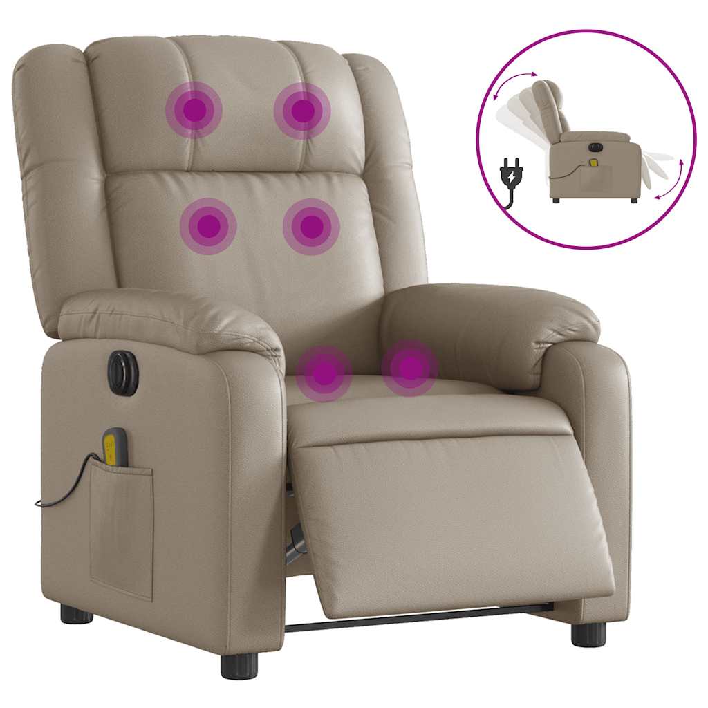 Massagestoel Verstelbaar Elektrisch Kunstleer Kleurig Cappuccino