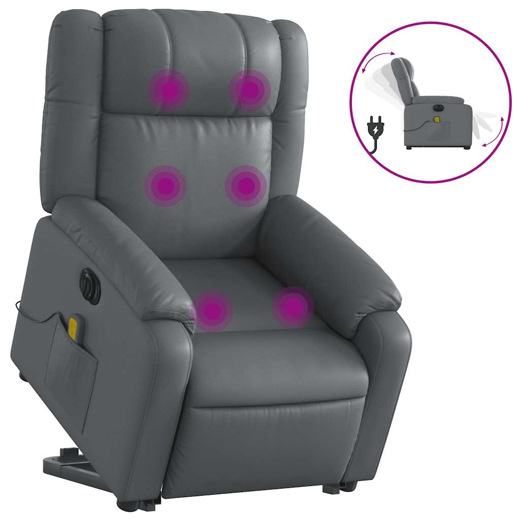 Sta-Op-Massagestoel Elektrisch Kunstleer Grijs