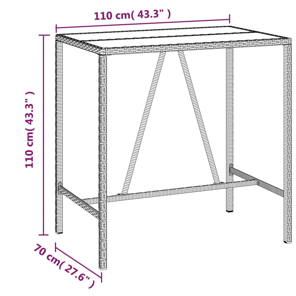 -Delige Tuinbarset Met Kussens Poly Rattan