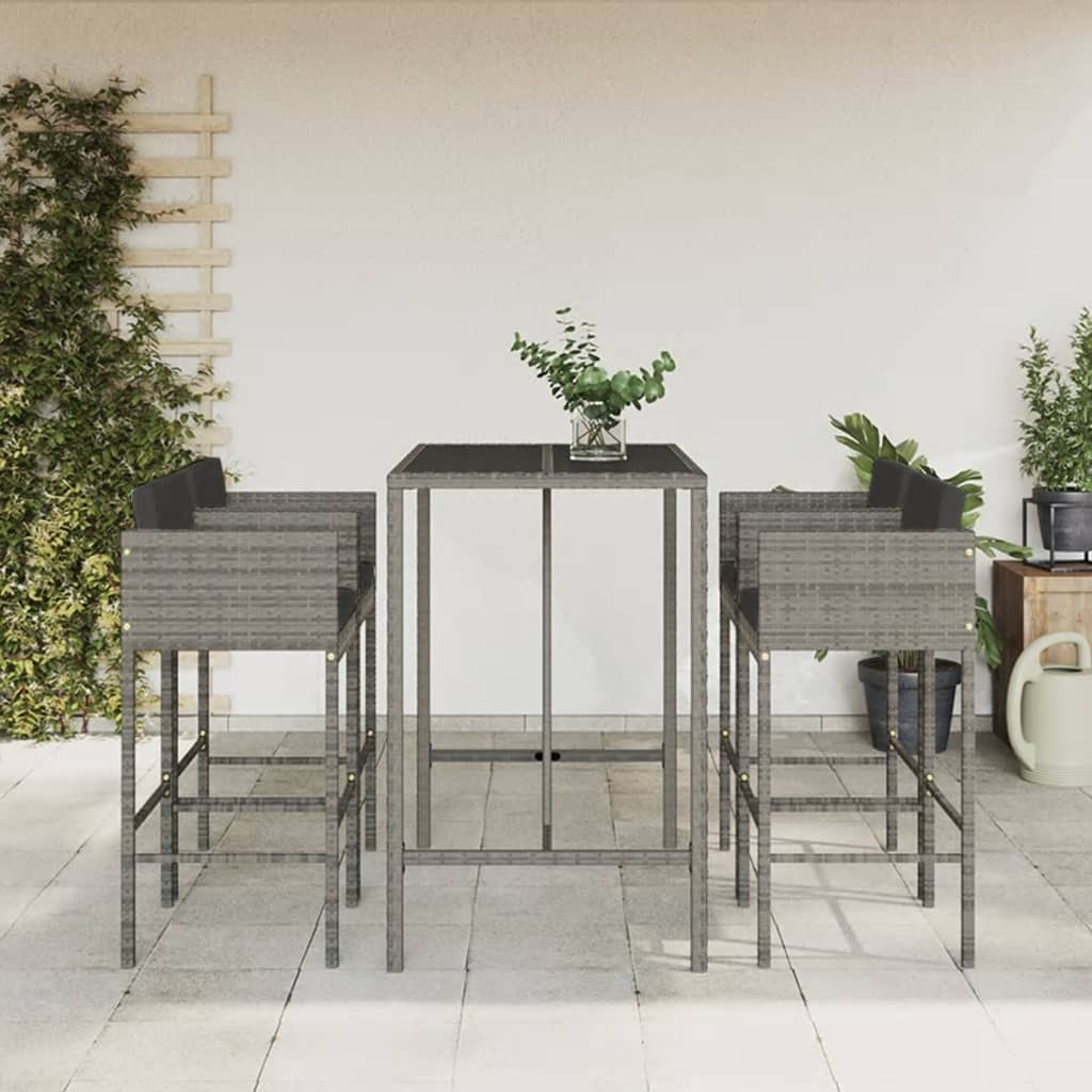 -Delige Tuinbarset Met Kussens Poly Rattan