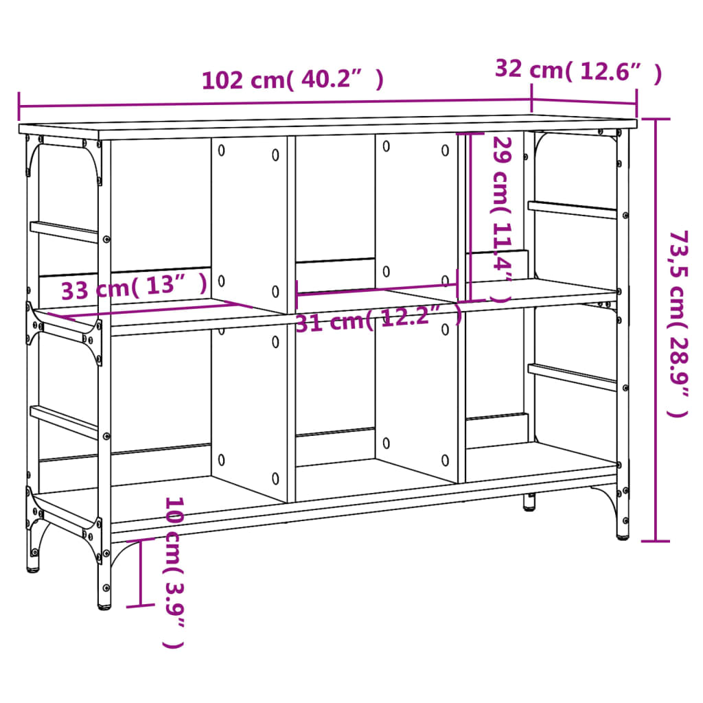 Dressoir 102X32X73,5 Cm Bewerkt Hout Eikenkleurig