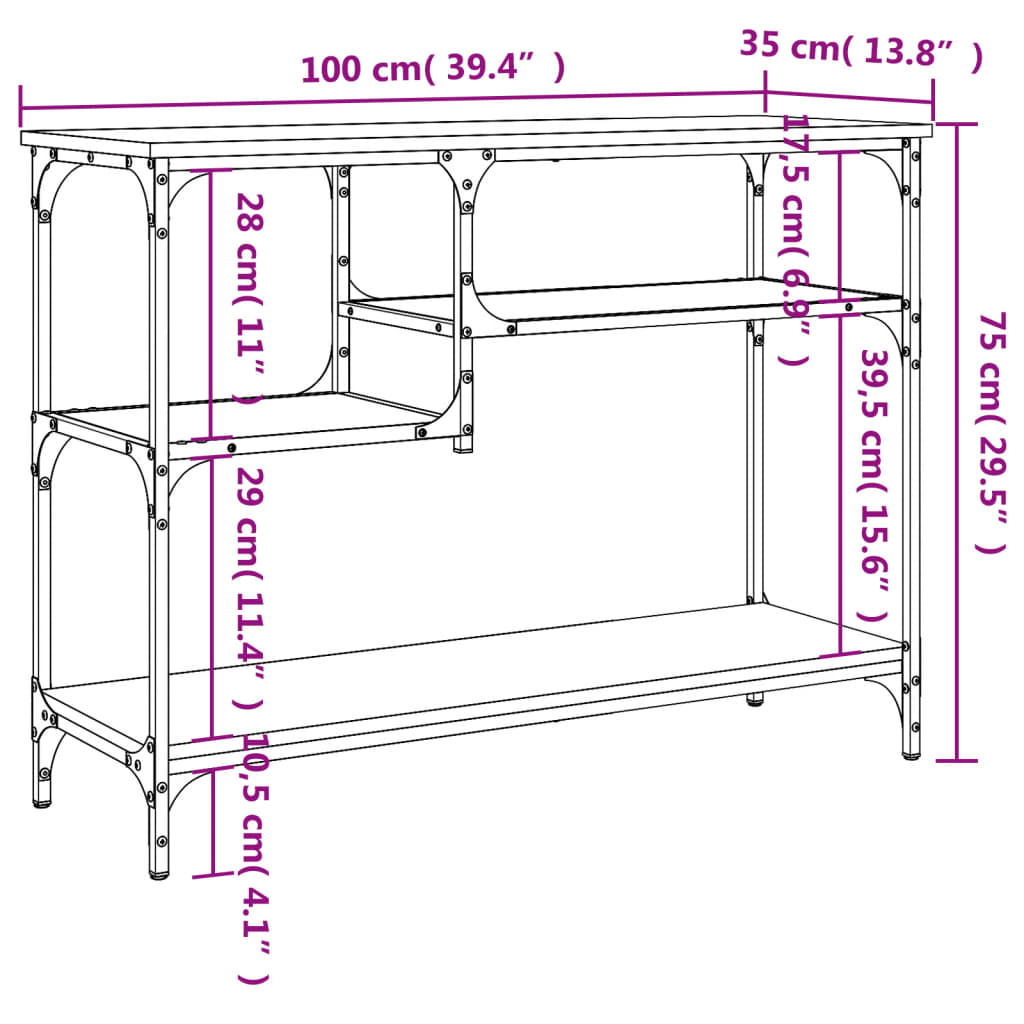 Wandtafel Met Schappen 100X35X75 Cm
