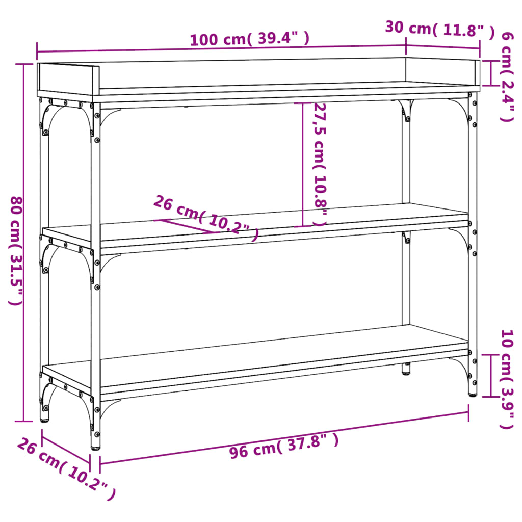 Wandtafel Met Schappen 100X30X80 Cm