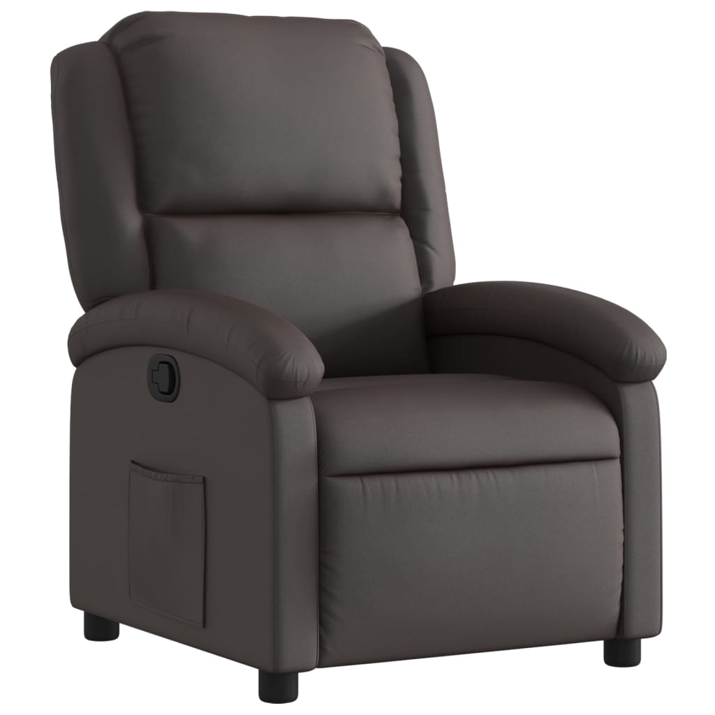 Fauteuil Verstelbaar Echt Leer Donkerbruin